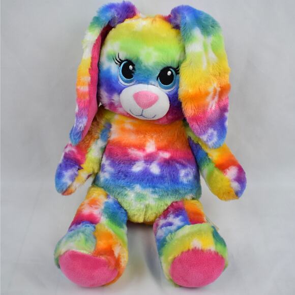 Build A Bear BAB Bright Blooms rainbow floral bunny rabbit stuffed plush toy - Picture 1 of 9